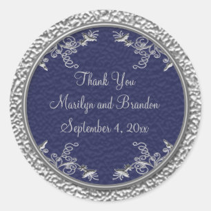 Navy and Pewter 3" Diameter Round Sticker