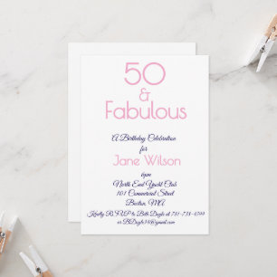 Navy and Pink 50th Birthday Invitation