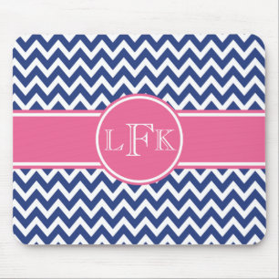 Navy and Pink Chevron Custom Mouse Pad