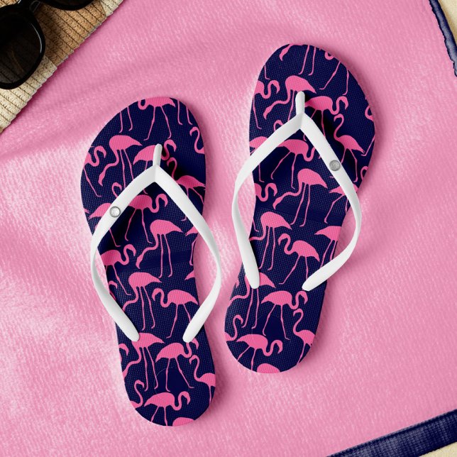 Navy and Pink Flamingo Pattern Jandals (Creator Uploaded)