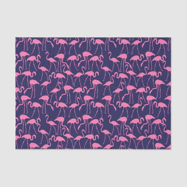 Navy and Pink Flamingo Pattern Tissue Paper (Front)