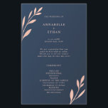 Navy and Pink Geometric Foliage Ceremony Program<br><div class="desc">Designed to coordinate with our Navy and Pink Geometric Foliage Collection,  this customizable ceremony program card features blush pink foliage on a navy background. For more advanced customization of this design,  e.g. changing layout,  font or text size please click the "CUSTOMIZE" button above. Please contact me for any questions!</div>