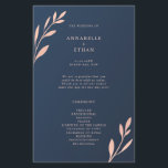 Navy and Pink Geometric Foliage Ceremony Program<br><div class="desc">Designed to coordinate with our Navy and Pink Geometric Foliage Collection,  this customizable ceremony program card features blush pink foliage on a navy background. For more advanced customization of this design,  e.g. changing layout,  font or text size please click the "CUSTOMIZE" button above. Please contact me for any questions!</div>