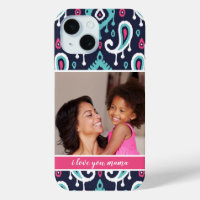 Navy and Pink Ikat Paisley Mother's Day Photo