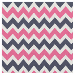 Navy and Pink Modern Chevron Fabric