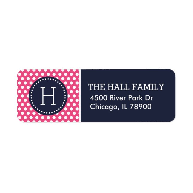 Navy and Pink Polka Dots Monogram (Front)