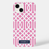 Navy and Pink Trellis Monogram