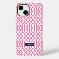 Navy and Pink Trellis Monogram