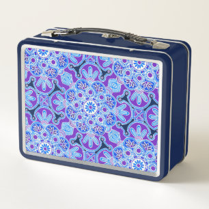 Navy and Purple tile Print Lunch Box