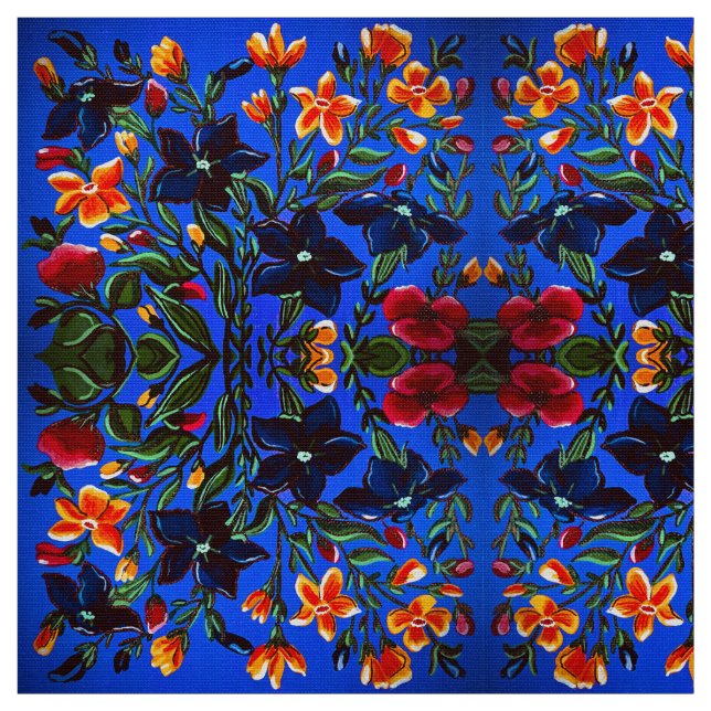 Navy and Red Fall Porch Fabric (Swatch)