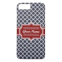 Navy and Red Quatrefoil Personalised