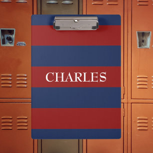 Navy and Red Rugby Stripes Clipboard
