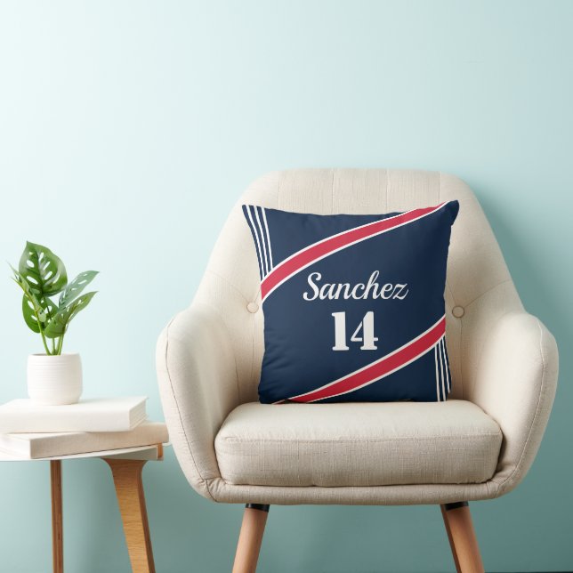 Navy and Red sport inspired throw pillow (Chair)