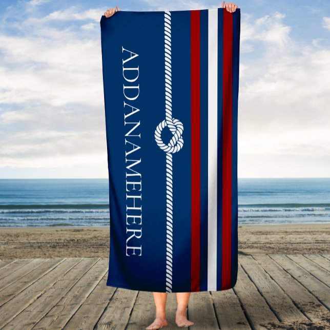 Navy and Red Stripes Rope Knot Nautical Bath Towel (Creator Uploaded)