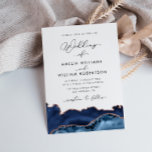 navy and rose gold agate wedding invitation<br><div class="desc">A navy wedding theme design with elegant black script  lettering.
The black text and other features of this wedding invite template can be customised.</div>