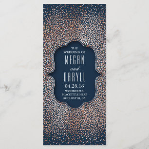 Navy and Rose Gold Glitter Wedding Programs Programme