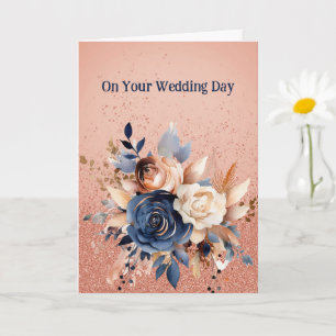 Navy and Rose Gold Roses Card