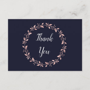 Navy and rose gold thank you card