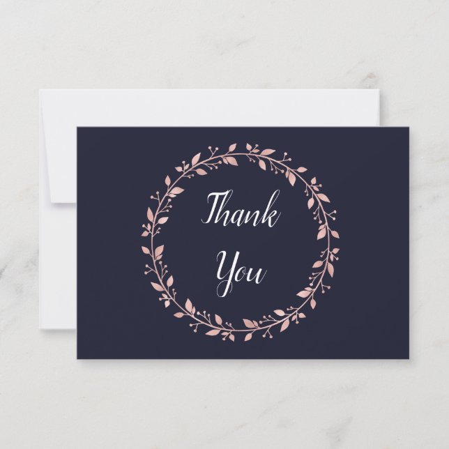 Navy and rose gold thank you card (Front)
