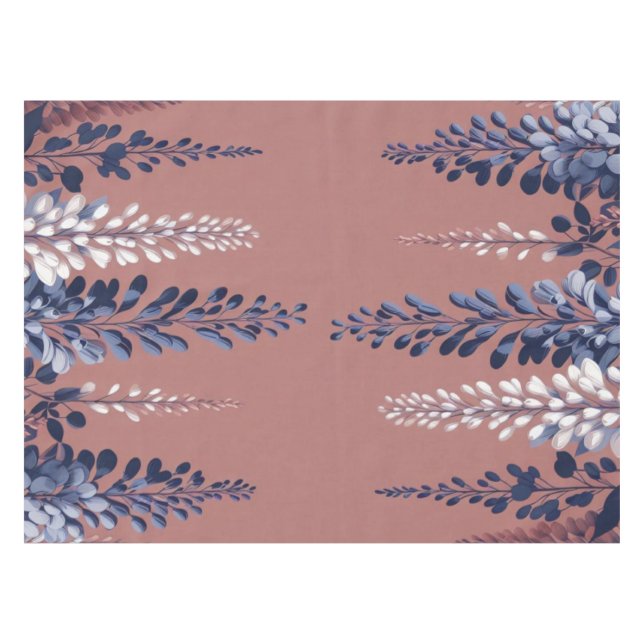 Navy and Rose Wisteria Elegance Tablecloth (Front (Horizontal))