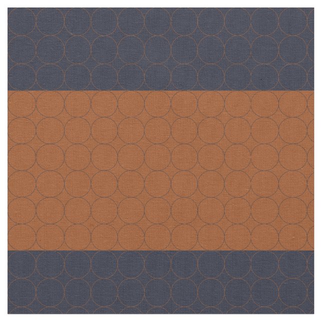 Navy and Rust Circles I Fabric (Close Up)
