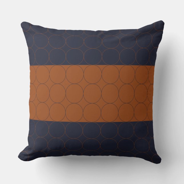 Navy and Rust Circles IV Cushion (Front)