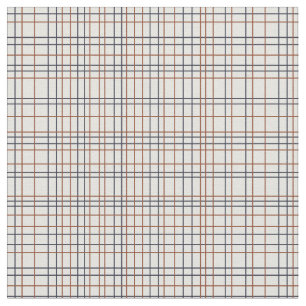 Navy and Rust Grid on light grey (almost white) Fabric
