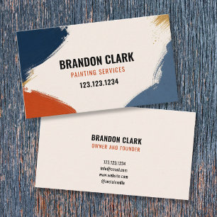 Navy and Rust Layered Brush Sweeps Painting Business Card