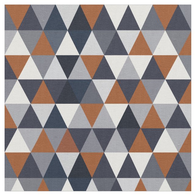 Navy and Rust Triangles I Fabric (Close Up)