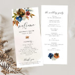 Navy and Rust Watercolor Boho Floral Tall Programme<br><div class="desc">This beautiful floral design features rust and navy watercolor flowers. Add your information using the template form. The Customise Further feature can be used to access the advanced editing menu where you can change the font,  colours and layout of the text.</div>