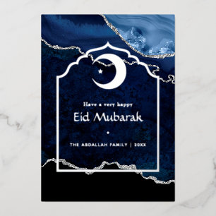 Navy and Silver Agate Eid Mubarak