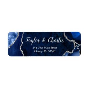 Navy and Silver Agate Marble Wedding