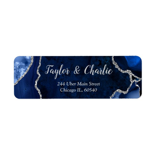 Navy and Silver Agate Marble Wedding (Front)