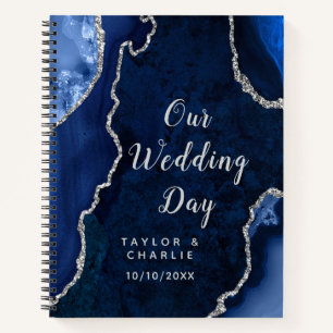 Navy and Silver Agate Wedding Planner Notebook