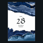 Navy and Silver Agate Wedding Table Number<br><div class="desc">Navy and faux silver glitter agate stone wedding table number cards customisable to your event specifics.</div>
