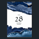 Navy and Silver Agate Wedding Table Number<br><div class="desc">Navy and faux silver glitter agate stone wedding table number cards customisable to your event specifics.</div>