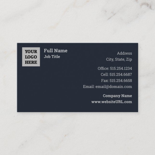 Navy and Silver Business Cards (Front)