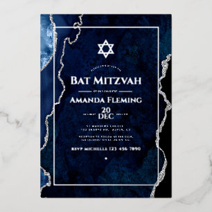 Navy and Silver Faux Agate Bat Mitzvah Photo