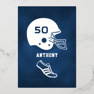 Navy and Silver Football Birthday Chalkboard