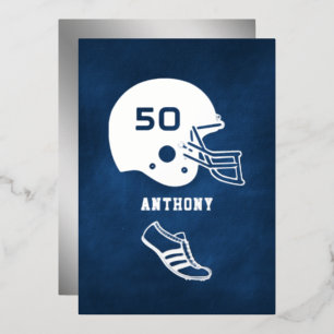 Navy and Silver Football Birthday Chalkboard