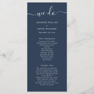 Navy and Silver Modern Script Wedding Programme