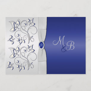 Navy and Silver Monogrammed Invitation