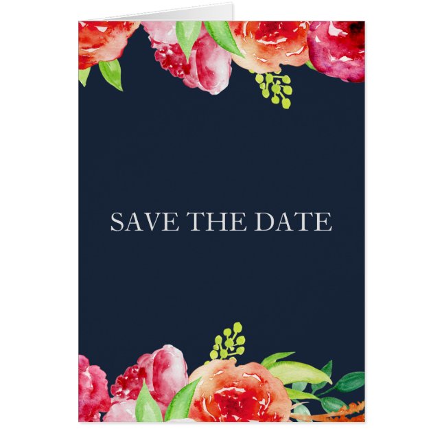 navy and silver watercolor flowers wedding (Front)