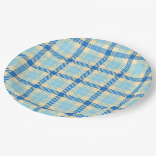 Navy and Sky Blue Tartan Plaid Paper Plates