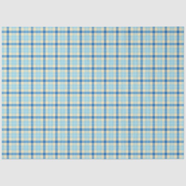 Navy and Sky Blue Tartan Plaid Tissue Paper (Front)