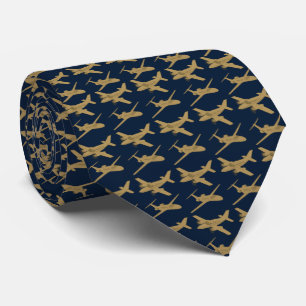 Navy and Tan Aeroplane Men's Neck Tie
