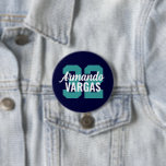 Navy and Teal Athlete Jersey Number 7.5 Cm Round Badge<br><div class="desc">Cheer on your favourite sports team, football player or just show off your school pride with a custom personalised spirit button! Personalise with a player's jersey number or other custom text. Perfect for football, basketball, baseball and soccer games! Create custom pins for the whole team, cheerleaders, parents and siblings to...</div>