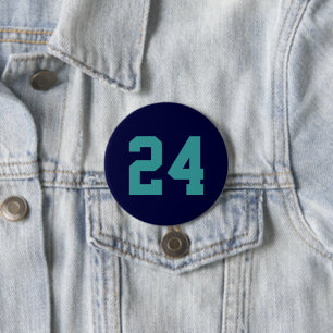 Navy and Teal Athlete Jersey Number 7.5 Cm Round Badge