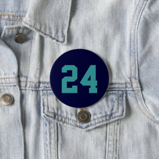 Navy and Teal Athlete Jersey Number 7.5 Cm Round Badge