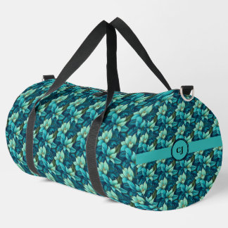  Navy and Teal Floral Personalised  Duffle Bag